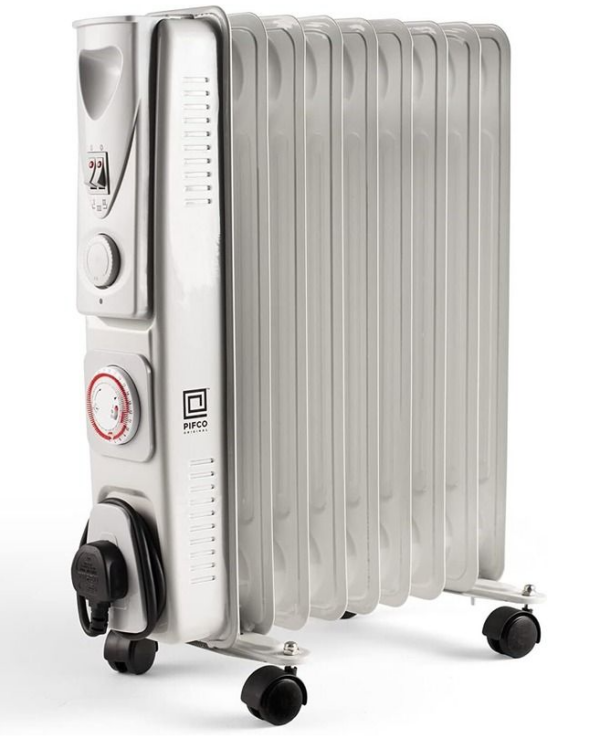 2kw Thermostat 9 fin Oil Filled Portable Heater 24h Timer