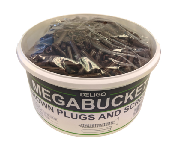 Brown Plugs & Pozi Csk Twinthread Woodscrews Megabucket