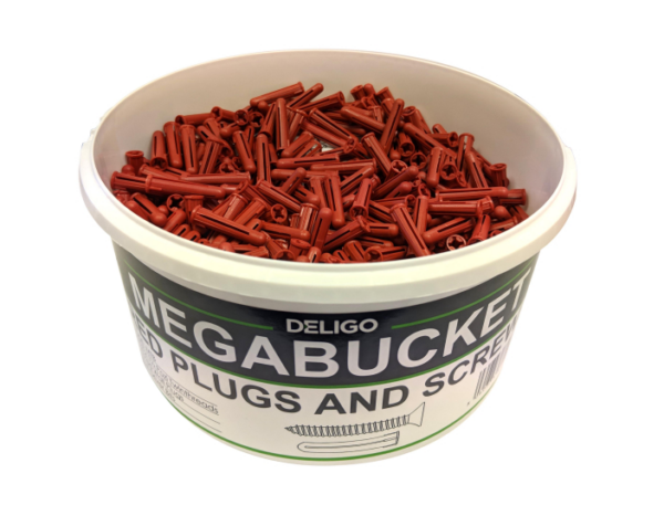 Red Plugs & Pozi Csk Twinthread Woodscrews Megabucket